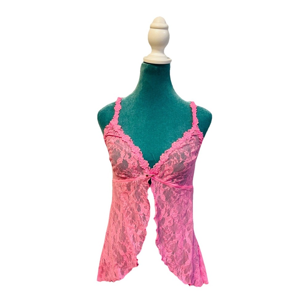 SKIMS Women's Stretch Lace Babydoll Top Sugar Pink Size L